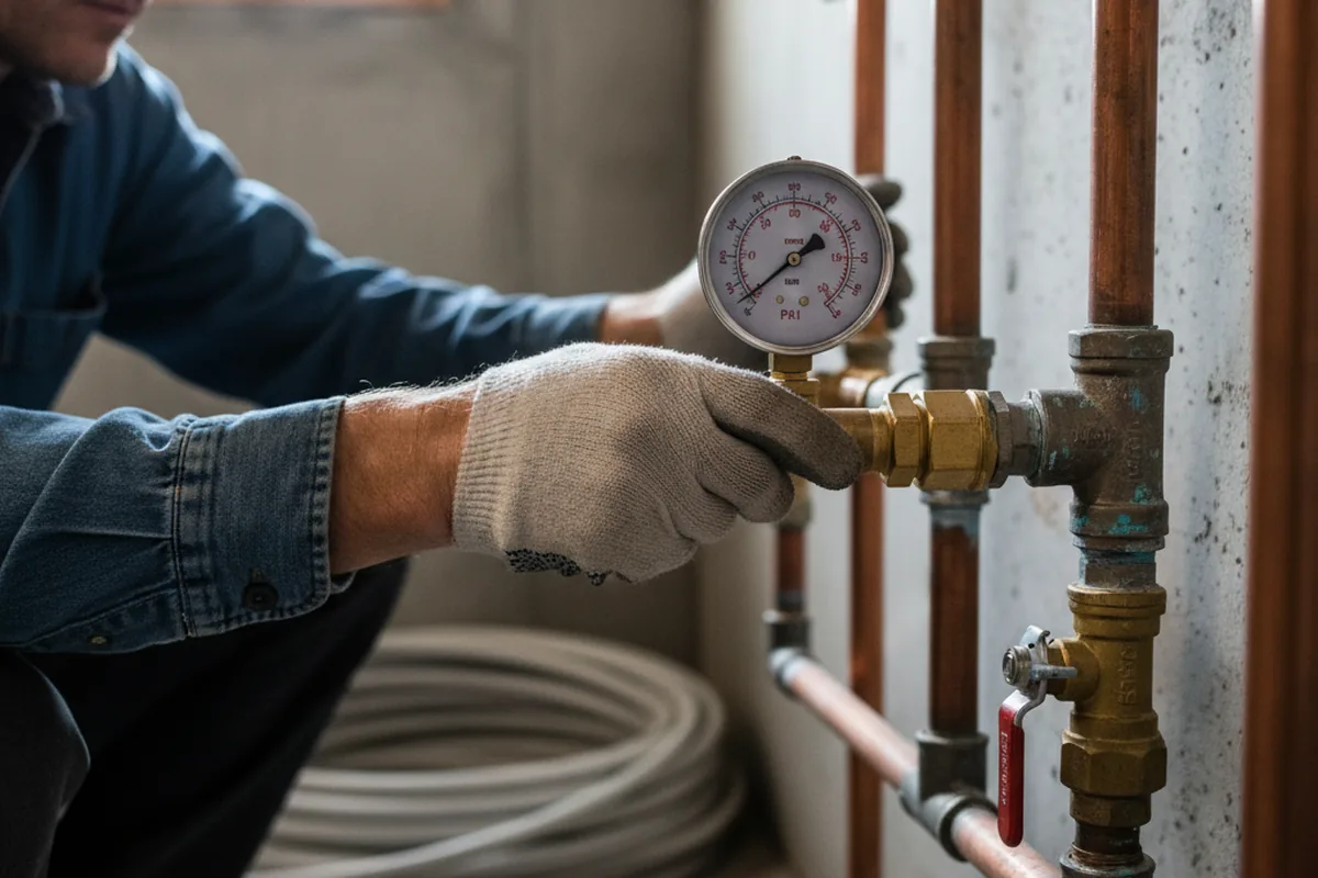 Pressure testing a repaired line during Water Line Repair in West Lafayette